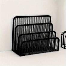 1pc Multifunctional Metal Mesh Desktop Organizer With Bookshelf, Space-Saving Freestanding Storage Rack, Stationery Storage, File Storage, Suitable For Home Office, Teachers And Artists, Ideal Home And Office Decor - Multicolor - View 12