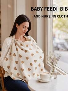 1pc Nursing Cover For Breastfeeding Moms, Cartoon Printed Muslin Fabric, Multi-Functional Anti-Peeping Nursing Scarf, Breathable For Outdoor Feeding & Sun Protection - Nursing Cover - View 2