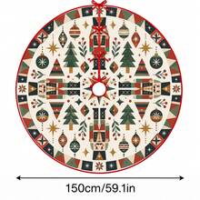 1pc Flat Nutcracker Geometric Pattern Christmas Tree Skirt, Elegant Color Holiday Decoration, 5 Sizes, Unisex Holiday Gift, Suitable For Home And Party Christmas Decor - Flat Geometric Nutcracker - View 15