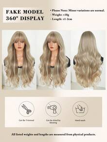 NAMM Linen Blonde Highlight Wigs Extra Long Body Wave Wig With Bangs, Elegant Heat-Resistant Fiber Synthetic Wavy Curly Wigs For Daily Wear, New Style, Party Cosplay Use 30 Inch ( Brown Highlight ) - Multicolor - View 5