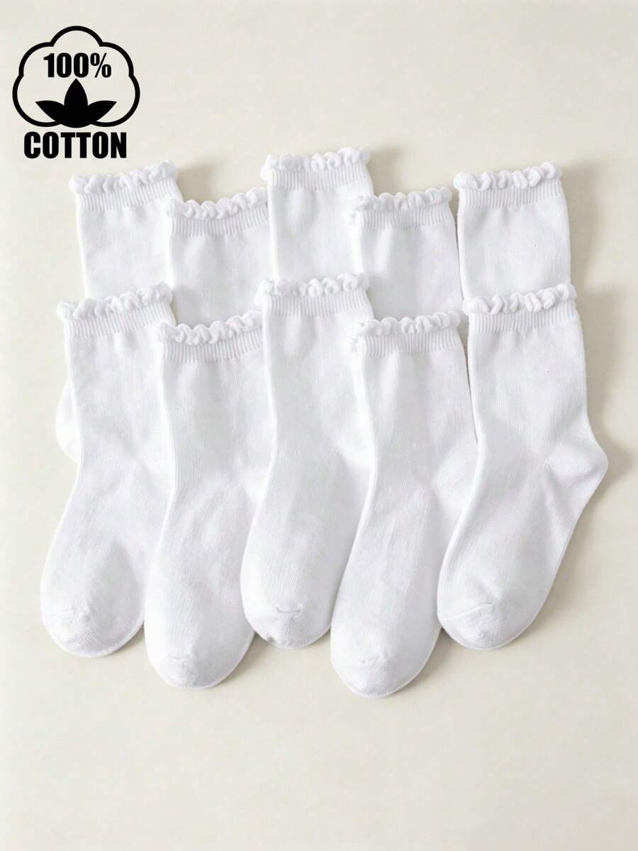 4 Pairs New Children's Pure Cotton Mid-Calf Socks, Breathable Solid Color Running Sports Short Socks - Multicolor - View 1
