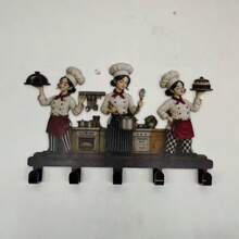 3 Female Chef Shaped Decorative Hooks, 5-Hook Storage Rack Suitable For Kitchen, Home, Restaurant - View 6