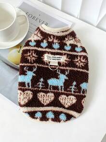 Pet Fleece Vest For Small Medium Dogs Cats, Fair Isle Pattern Winter Warm Dog Sweater Vest, Puppy Cat Cold Weather Sleeveless Coat With Built-In D-Ring Leash Hook, Holiday Christmas Pet Clothes - Multicolor - View 16