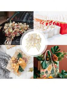 6pcs - Bowknot Gift Packaging Ribbon Bows, Christmas Large Red Ribbon Bows - Reusable Birthday Ribbon Bows For Packaging Boxes And Decorations, Gift Wrapping Wedding Baskets Birthday Party Gift Boxes And Flower Decorations, Christmas Gift Decorations, Christmas Party Supplies (White) - A - View 9