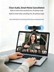 Lenovo 1080P HD Computer Webcam With Microphone, Plug And Play, Driver-Free, For Live Streaming, Video Conferencing, Online Classes, And Video Calls WL22A - View 3