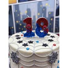 1pc Birthday Cake Number Candle 0-9, Red And Blue, Combination Celebration Handmade Independent Decoration Creative, Suitable For Birthday, Holiday Party Decoration, Unisex - Multicolor - View 1