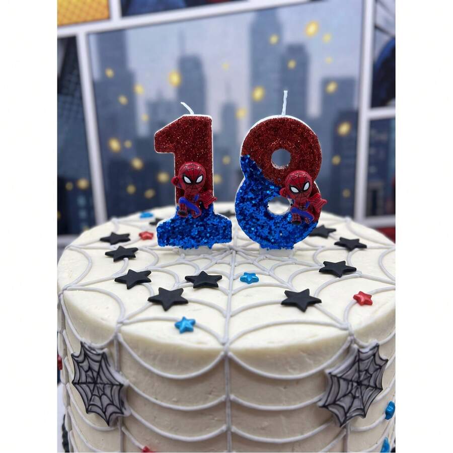 1pc Birthday Cake Number Candle 0-9, Red And Blue, Combination Celebration Handmade Independent Decoration Creative, Suitable For Birthday, Holiday Party Decoration, Unisex - Multicolor - View 1