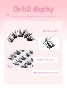 Glue-Free 9-Tail Rabbit Segmented False Eyelashes, 100 Clusters C-Curl Self-Adhesive False Eyelashes, No Glue Needed Natural Airy Single Cluster Eyelashes, Beginner-Friendly Camera-Ready Eye Makeup False Eyelashes - View 4