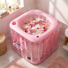 1pc Adult Portable Inflatable Bathtub, 31.4 Inch Diameter Round Foldable Soaking Tub With Foot Pump, Easy To Inflate And Quick Drain, Space-Saving Portable Bathtub For Home SPA, Hot Bath, Relaxing Ice Bath, Bathroom Accessory, Indoor Use, Convenient For Travel And Storage, Perfect Holiday Gift - A - View 3