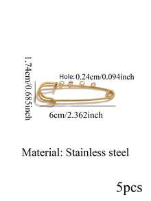 1/5pcs 18K Gold Plated Stainless Steel Fashion Safety Pin Decorative Brooch, Waterproof And Fade-Resistant, DIY Jewelry Making Supplier - Pin - View 20