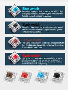 Mechanical Keyboard With Cross-Shaped Blue, Red, Brown And Black Switches; DIY Computer Keycaps; Bluetooth Keyboard Keychain; Gaming Vibration Device; PC Games Related To Gaming - View 6