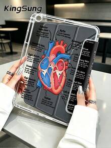 Kingsung Heart Pattern Y-Shaped Folding Acrylic Tablet Case Compatible With Samsung Tablets/Pad Mini6/7/9.7/10.2/10.5/10.9/12.9/Pro 11, 10th Generation, Protective Cover Supports Multi-Angle Adjustment, Six Ways To Place The Bracket, Built-In Pen Slot, Anti-Drop Protection, Automatic Wake/Sleep.Compatible With Kindle Paperwhite 12th Gen 2024/11th Gen 2022,Clara Colour. - Multicolor - View 4
