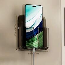 1pc No-Drill Adhesive Phone Charging Holder, Bedroom Wall-Mounted Bedside Slouchy Storage Box Phone Charging Stand - Multicolor - View 15