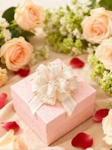 6 Pieces - Ruffled Bow Gift Wrapping Ribbon Bow, Used For Packaging Boxes And Decorations, Gift Wrapping For Wedding Baskets, Birthday Party Gift Boxes And Flower Decorations, Christmas Gift Decorations, Christmas Party Supplies (White) - AA - View 4