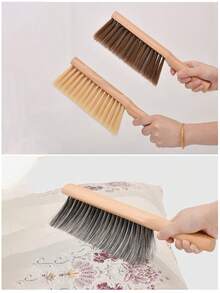 1pc Wooden Handle Soft Bristle Dusting Brush, Multi-Function Handheld Broom, Household Cleaning Brush, Suitable For Bed, Sofa, Furniture Dusting - A - View 3