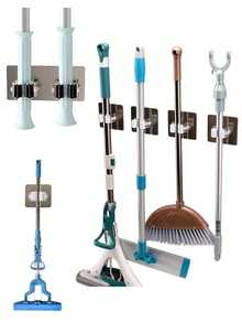 Mop Storage Rack With Hooks, Wall-Mounted Mop Holder, Plastic Scanner Storage Rack, Space-Saving Home Organizer, Keeps Room Tidy, Suitable For Bedroom, Garden, Bathroom, Home And College Dorm, Summer Home Bathroom Decor, Halloween Christmas Decoration Accessories, Room Decor, Home Decor, Cup - Multicolor - View 4