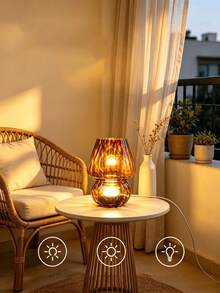 Lampu Meja Dekoratif Berbentuk Jamur yang Menawan, Motif Garis dan Titik-titik, Bertenaga USB, Pencahayaan Tiga Warna, Bodi Lampu Kaca, Fungsi Lampu Malam LED, Cocok untuk Kamar Tidur atau Kantor - Satu-Ukuran - View 10