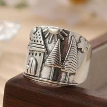 Unique Vintage Castle Pattern Ring, Perfect Gift For Women On Birthdays, Holidays And Daily Wear - Silver - View 11