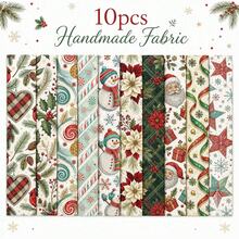 10pcs Vintage Daisy Snowman Christmas Pattern Jelly Roll Fabric Strip, Suitable For Christmas Patchwork Quilts, Table Flags, Placemats, Handbags, Storage Bags, Coasters, Patchwork Blocks, And Rewinding - Multiple Styles - View 8