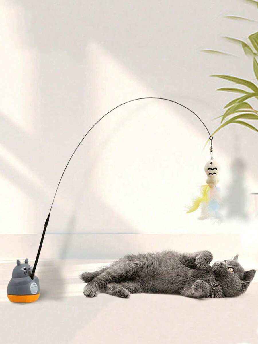 1/3pcs Feather Cat Teaser Wand With Powerful Suction Cup, Strong Suction, Pet Feather Bell Replacement, Firmly Attached To Floor, Interactive Cat Toy, Suitable For Indoor Play And Exercise, No Battery Required