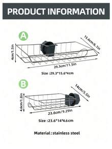 1 Rak Penyimpanan Pengering, Organizer Bulat untuk Wastafel, Bahan Stainless Steel, Dapat Digunakan untuk Menyimpan Spons, Sabun, Sikat, Handuk, Rak Penyimpanan Kamar Mandi - MultiWarna - View 10