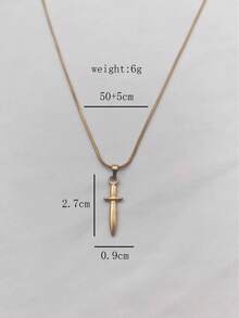 1pc Vintage Stainless Steel Classic Minimalist Polished Pirate Pendant Necklace, Unisex, Suitable For Daily Wear, Holiday Wear, Niche Luxury, Gift - Yellow Gold - View 9