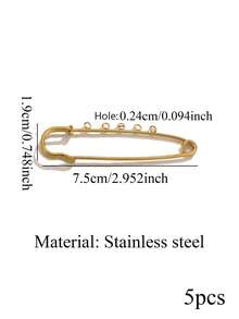 1/5pcs 18K Gold Plated Stainless Steel Fashion Safety Pin Decorative Brooch, Waterproof And Fade-Resistant, DIY Jewelry Making Supplier - Pin - View 17