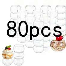 80/60/40/30/20/10/1 Delicate Spherical Dessert Containers, Soft Curved Design With Minimalist Elegant Style, Stackable Design For Easy Storage, Suitable For Pudding, Fresh Fruit Desserts, Perfect For Luxury Home Parties, Themed Dessert Tables, Family Gatherings, Fully Presenting Dessert Texture And Enhancing Overall Tabletop Aesthetic - Clear - View 14