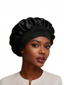 2/1 Momme Silk Sleep Cap, Soft Elastic Silk Night Cap, Summer Cool-Touch Hair Protection Silk Night Cap (Black, Gold And Pink) - One Size Fits All - View 19