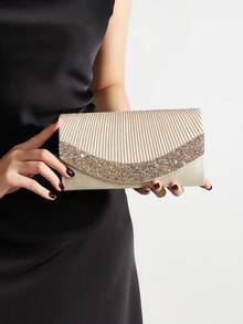 REMANLAND Valentine's Day Gift, Romantic Apricot Clutch Bag, Shiny Sequin Decor, Envelope Design, Suitable For Party, Wedding, Casual Occasions, Women's Handbag, Formal Wallet - Apricot - View 2