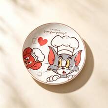 TOM AND JERRY. 1/4pcs Milky White Vertical Stripe Cartoon Cat & Mouse Authentic Ceramic Bowl, Soft Cute Print Design, Home Tableware, Heat Resistant And Easy To Clean, Suitable For Rice/Soup/Noodles/Dessert - Multicolor - View 19