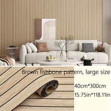 Wooden Flat Strip 3D Wall Panels - Soundproof Self-Adhesive Wall Stickers, Self-Adhesive Wallpaper, Thickened Moisture-Proof Removable PVC Flat Strip Wallpaper And Foam Board, Suitable For Home Decor, 3D Waterproof And Moisture-Proof Living Room - Multi-color - View 7