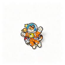 1pc Space Cat Brooch Astronaut Cat Enamel Metal Badge Pin Cute Adorable Cartoon Creative Accessory Brooch Personalized Versatile Couple Brooch - Multicolor - View 5