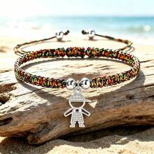 1Pc Rhinestone Little Boy Pendant Bracelet Adjustable Braided String Knot Bangles For Men Boys Cute Friendship Family Jewelry Gift - Boys - View 9