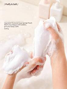 1pc Cute Heart Cloud Soap Saver Bag, Ruffled Mesh Bath Pouf, Foaming Shower Sponge With Hanging Loop - Multicolor - View 7
