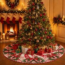 1pc Spiral Candy Cane Pattern Christmas Tree Skirt, Elegant Color Holiday Decor, 5 Sizes, Unisex Holiday Gift, Suitable For Home And Party Christmas Home Decoration - Candy Cane - View 5