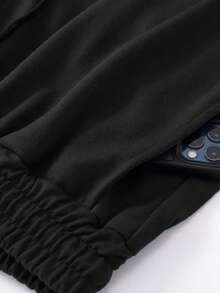 Women Sweatpants - Black and Burgundy - View 5