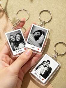 1/3/5Pcs Custom Photo And Text Keychain,Personalized Acrylic Keychain,Custom Couple Keychain, Photo Key Ring,Valentine's Day,Birthdays Gift - Multicolor 2 - View 7