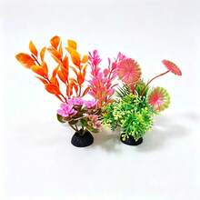 Colorful Artificial Plastic Plants Decoration Set For Fish Tank, Aquarium Decorative Grass, Fish Tank Decoration Hiding Accessories - A - View 4
