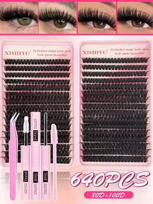 640/448 Clusters D Curl Single Cluster False Eyelashes - Large Capacity Extension Set, Beginner Friendly, Create Soft Natural, Lively Lightweight DIY Eye Makeup; Long Lasting, Includes Adhesive & Fixing Liquid, Tweezers, Lash Brush & Portable Lash Storage Case - Pink - View 15
