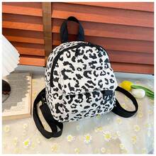 1pc Autumn/Winter Corduroy Leopard Print Mini Backpack, Outdoor Casual Small Backpack, Fashion Leopard Print Corduroy Backpack, College Style Travel Bag - Leopard Print - View 3