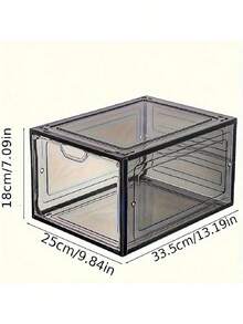 1pc Stackable Drawer Shoe Storage Bin, Clear Front Panel With Circular Pull Knob, Dustproof Plastic Shoe Organizer For Closet & Dorm - View 5