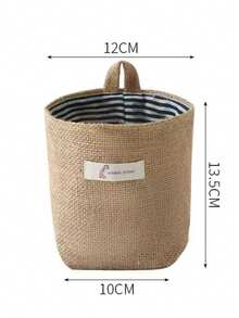 Linen Hanging Storage Basket, Foldable Small Fabric Storage Bucket, Wall-Mounted Storage Bag, Suitable For Home Desk Wardrobe Miscellaneous Items, Multiple Pattern Lining, Back To School Essential, Back To School Gift - Round - View 11