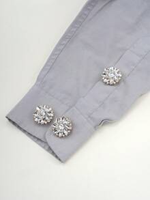 1/2/4pcs 26mm Crystal Rhinestone Buttons Decor, Detachable Button Covers, Suitable For Clothing, Dresses, Shirts, Suits Accessories, With Clip Press, Lead Color - Multicolor - View 5
