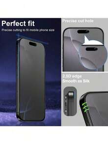 3pcs Matte Ceramic Privacy Screen Protector, Anti-Peeping Privacy Accessory, Anti-Glare Anti-Fingerprint Film, Suitable For Phone Cases, Easy Installation, Bubble-Free, Smooth Fit, Compatible With IPhone Duo/18/17 E/17 Pro Max/17 Pro/17 Air/16/15/14 Plus/13 Mini/12/11 Series - 3PCS - View 4