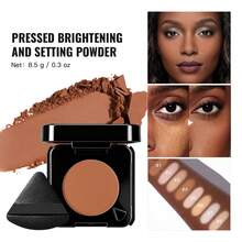 Polvo Compacto Portátil con Soporte para Teléfono, Polvo Facial Mate con Control de Grasa, Espejo Integrado & Mini Borla Triangular para Retoques Fáciles - Multicolor - Ver 1