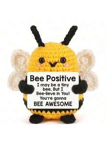 1 pieza Decoración colgante de abeja tejida a mano con cita motivacional positiva, adecuada como un pequeño regalo para amigos y familiares, excelente para colocar en la sala de estar, el estudio o como regalo de cumpleaños - Multicolor - Ver 11
