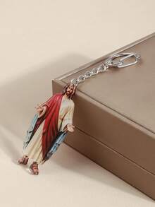 Religious Jesus Figure Keychain, Vintage Resin 3D Pendant, Bag Charm, Car Key Accessory, Faith Small Gift - A - View 3