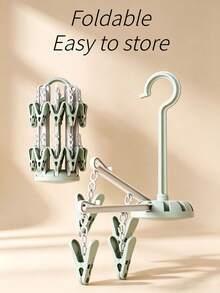 1-Pack (20-Clip) Retractable Hanger – Space-Saving Organizer For Children's Closets; Suitable For Nurseries, Kids' Rooms, Bedrooms, Offices, And For Organizing Teen Clothing, Closets, And Drying Racks. - View 4