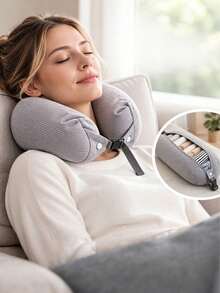 2/1pc Adjustable U-Shaped Travel Neck Pillow - Wide Comfortable Design With Convenient Zipper; Portable And Practical, Suitable For Car, Train, Office And Airplane; Ideal For Long-Distance Flights; Essential Travel Accessory. - Multicolor - View 10